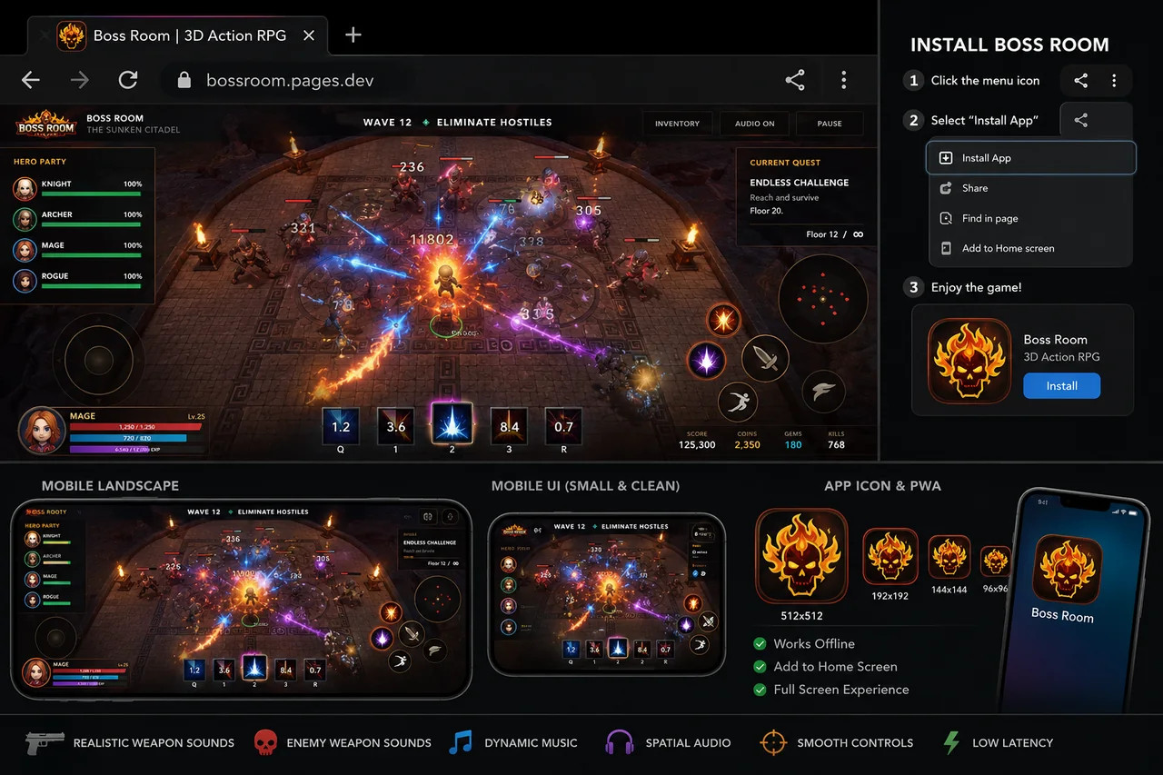 Boss Room game and installable app preview